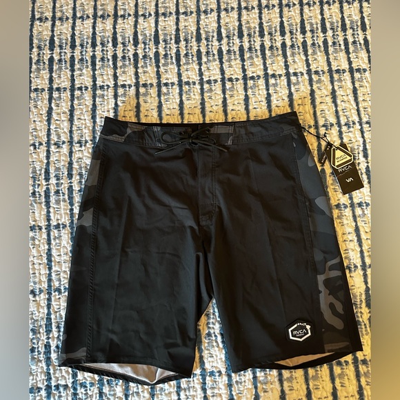 RVCA Black and Gray Camo Shorts - Picture 1 of 5